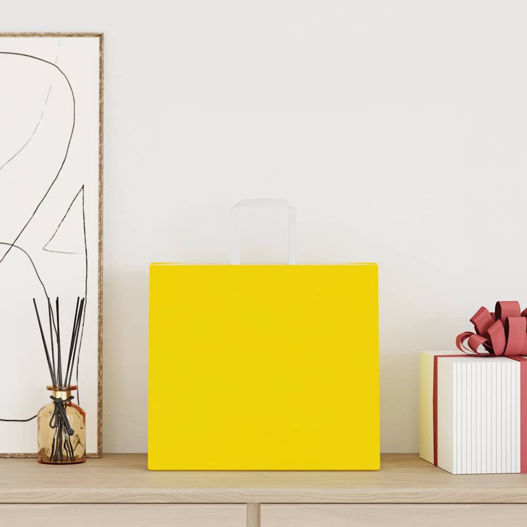 vidaXL Papieren zakken 250 st met hengsels 32x22x28 cm geel afbeelding