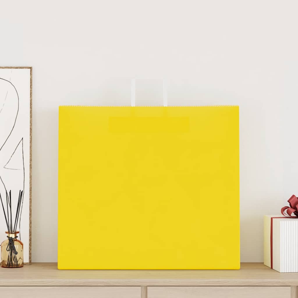 vidaXL Papieren zakken 250 st met hengsels 54x15x49 cm geel afbeelding