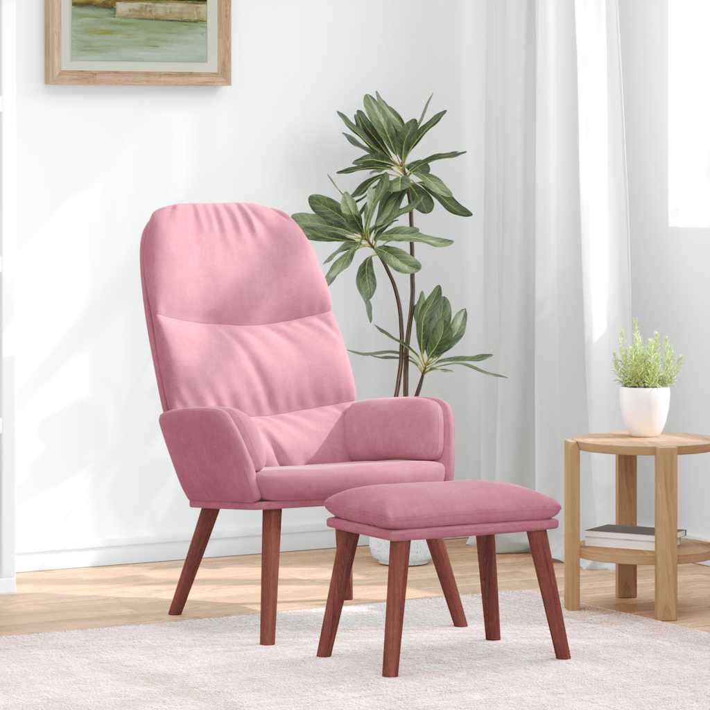 vidaXL Relaxsessel mit Hocker Rosa Samt