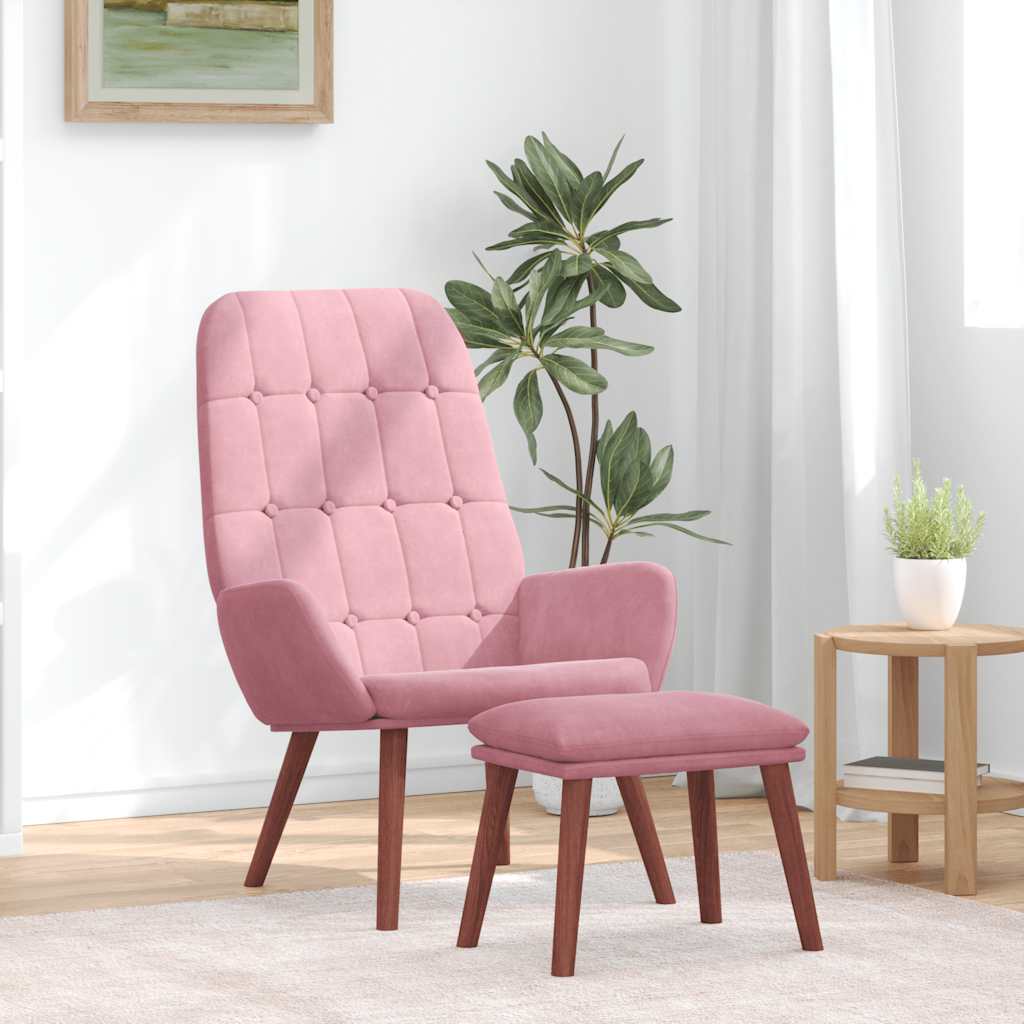 vidaXL Relaxsessel mit Hocker Rosa Samt