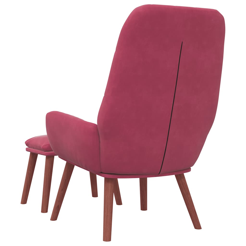 Relaxační křeslo s podnožkou vínové samet3315143