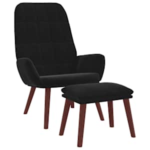 Relaxační křeslo s podnožkou černé samet - obrázek 2