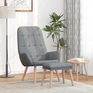 Relaxační křeslo s podnožkou světle šedé textil - obrázek 1