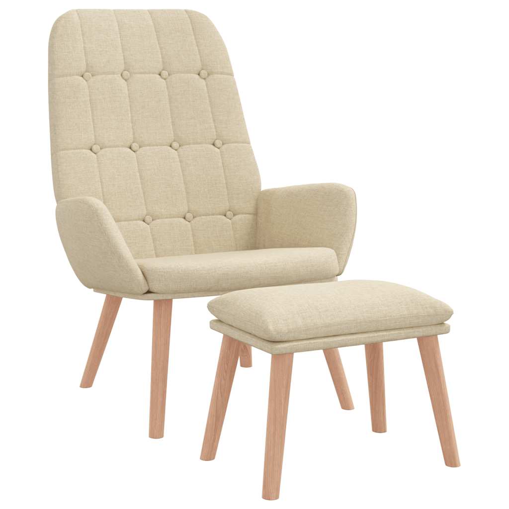 vidaXL Relaxační křeslo s podnožkou krémové textil