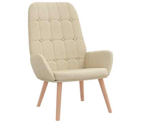 vidaXL Scaun de relaxare cu taburet, crem, textil
