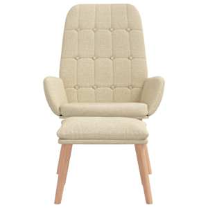 Relaxační křeslo s podnožkou krémové textil - obrázek 5