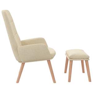 Relaxační křeslo s podnožkou krémové textil - obrázek 6