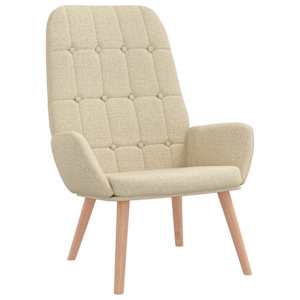 vidaXL Scaun de relaxare cu taburet, crem, textil