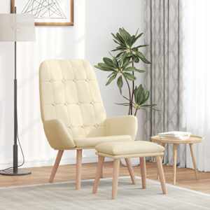 Relaxační křeslo s podnožkou krémové textil - obrázek 1
