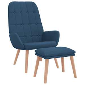 Relaxační křeslo s podnožkou modré textil - obrázek 2