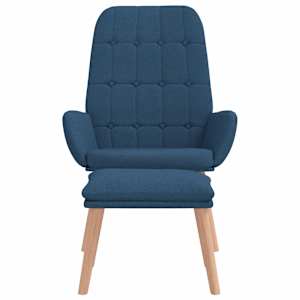 Relaxační křeslo s podnožkou modré textil - obrázek 5