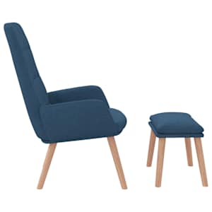 Relaxační křeslo s podnožkou modré textil - obrázek 6