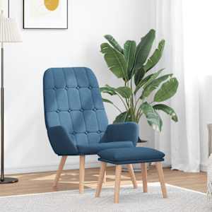 Relaxační křeslo s podnožkou modré textil - obrázek 1