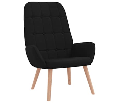 vidaXL Cadeira de descanso com banco p/ p&eacute;s tecido preto