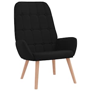 vidaXL Cadeira de descanso com banco p/ p&eacute;s tecido preto