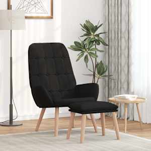 Relaxační křeslo s podnožkou černé textil - obrázek 1