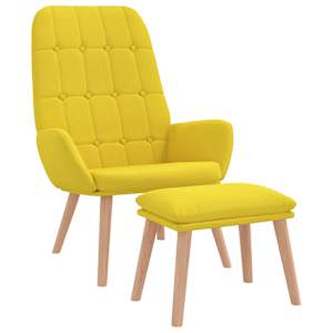 Relaxační křeslo s podnožkou světle žluté textil - obrázek 2