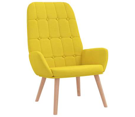 vidaXL Scaun de relaxare cu taburet din material galben deschis