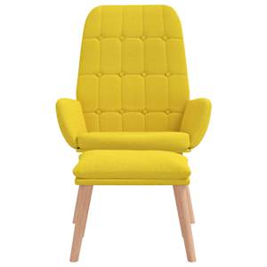 Relaxační křeslo s podnožkou světle žluté textil - obrázek 5