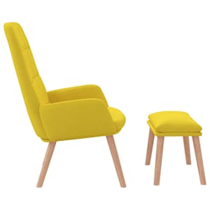 Relaxační křeslo s podnožkou světle žluté textil - obrázek 6