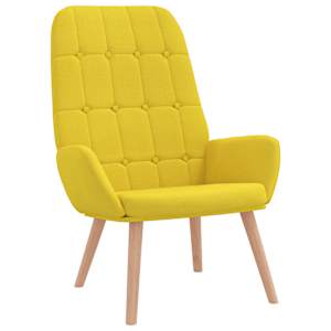 vidaXL Scaun de relaxare cu taburet din material galben deschis