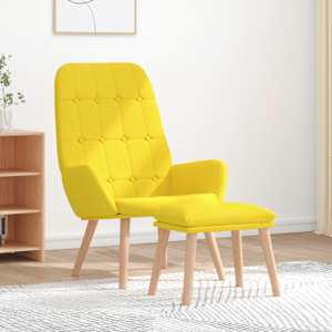 Relaxační křeslo s podnožkou světle žluté textil - obrázek 1