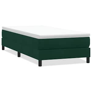 Postel Box Spring bez matrace tmavě zelená 80x210 cm samet - obrázek 2