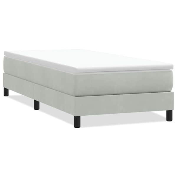 vidaXL Box Vedruvoodi ilma madratsita Helehall 90x210 cm samet