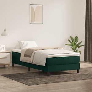 Postel Box Spring bez matrace tmavě zelená 90x210 cm samet - obrázek 4