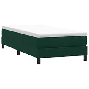 Postel Box Spring bez matrace tmavě zelená 90x210 cm samet - obrázek 1