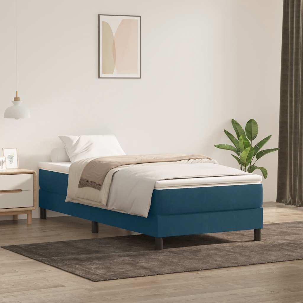 vidaXL Boxspring zonder matras fluweel donkerblauw 100x210 cm blauw, foto 2