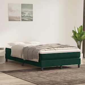 Postel Box Spring bez matrace tmavě zelená 120x210 cm samet - obrázek 4