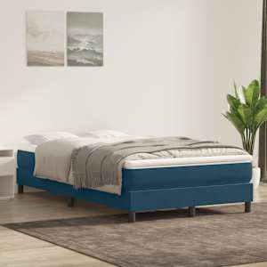 Postel Box Spring bez matrace tmavě modrá 120x210 cm samet - obrázek 4