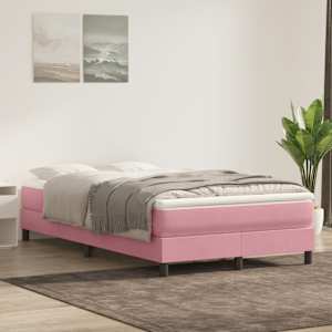Postel Box Spring bez matrace růžová 120x210 cm samet - obrázek 4