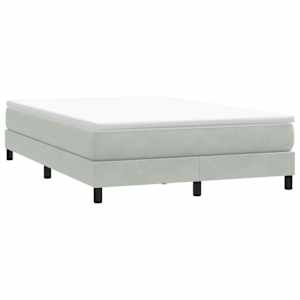 Postel Box Spring bez matrace světle šedá 140x210 cm samet - obrázek 1