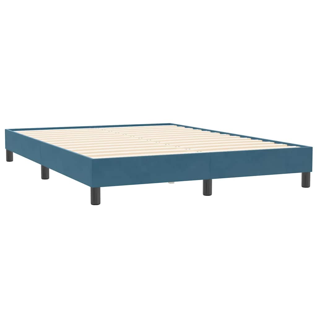 vidaXL Boxspring zonder matras fluweel donkerblauw 140x210 cm afbeelding