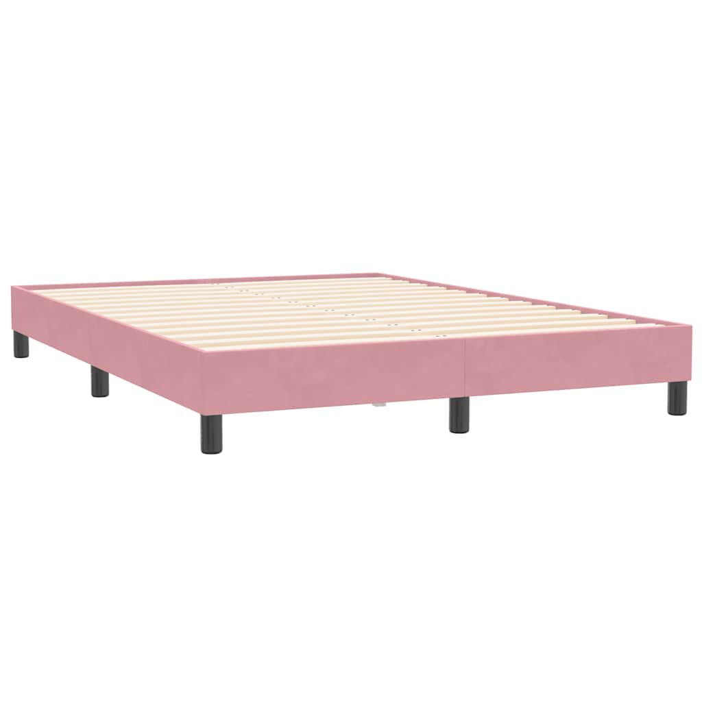 vidaXL Boxspring zonder matras fluweel roze 140x210 cm, foto 4