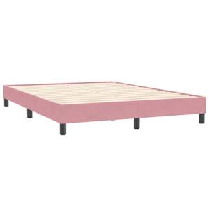 Postel Box Spring bez matrace růžová 140x210 cm samet - obrázek 3