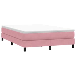 Postel Box Spring bez matrace růžová 140x210 cm samet - obrázek 1