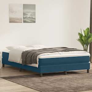 Postel Box Spring bez matrace tmavě modrá 160x210 cm samet - obrázek 4
