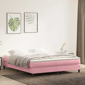 Postel Box Spring bez matrace růžová 180x210 cm samet - obrázek 4
