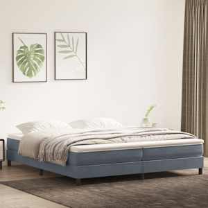 Postel Box Spring bez matrace tmavě šedá 200x210 cm samet - obrázek 1