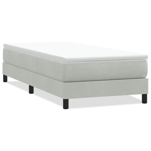 vidaXL Box Vedruvoodi ilma madratsita Helehall 90x220 cm samet
