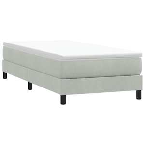 Postel Box Spring bez matrace Světle šedá 90x220 cm Samet - obrázek 3