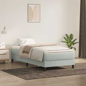 Postel Box Spring bez matrace Světle šedá 90x220 cm Samet - obrázek 1