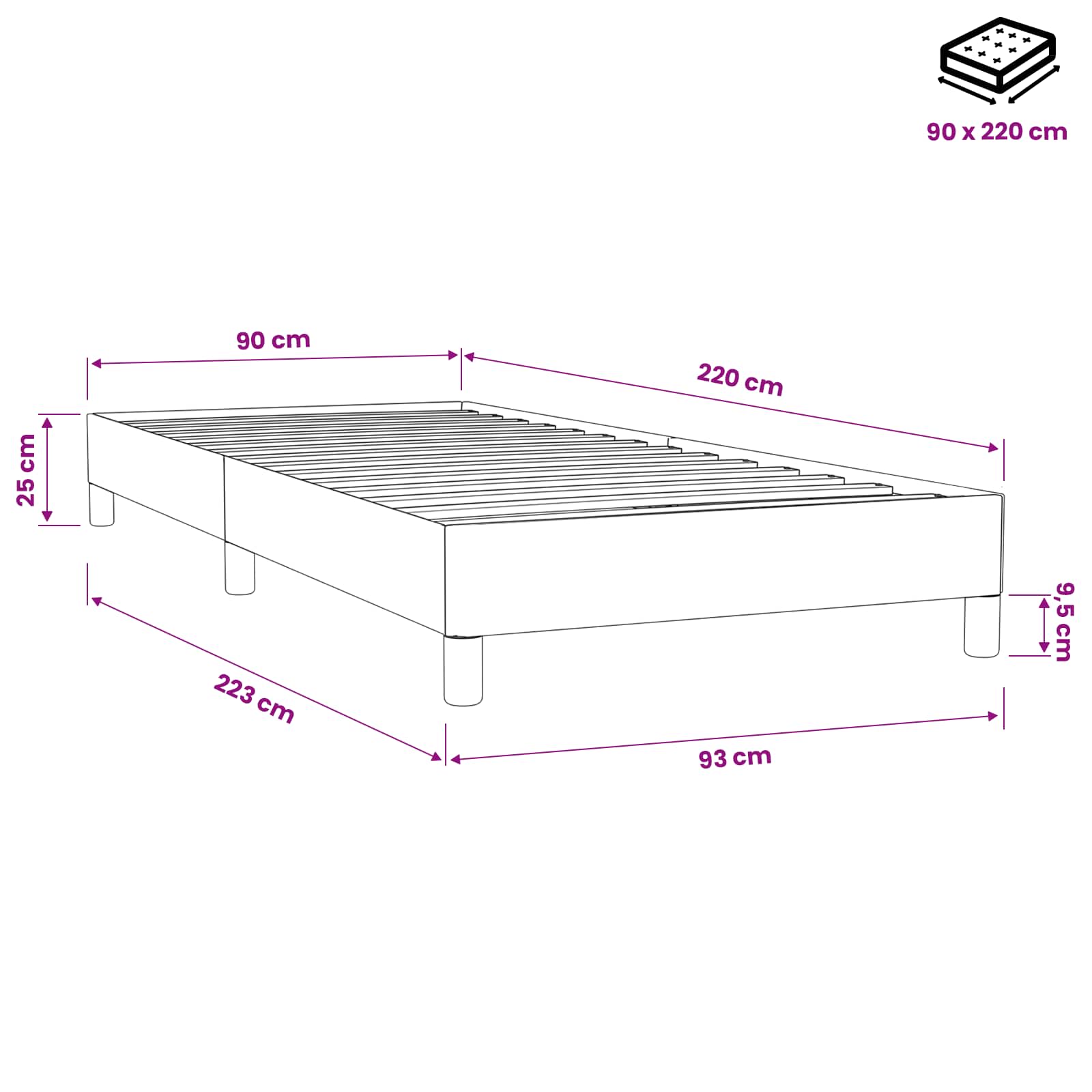 vidaXL Boxspringbett ohne Matratze Hellgrau 90x220 cm Samt – Bild 10