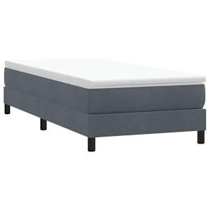 Postel Box Spring bez matrace tmavě šedá 90x220 cm samet - obrázek 3
