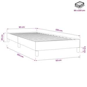 Postel Box Spring bez matrace tmavě šedá 90x220 cm samet - obrázek 10