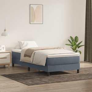 Postel Box Spring bez matrace tmavě šedá 90x220 cm samet - obrázek 1