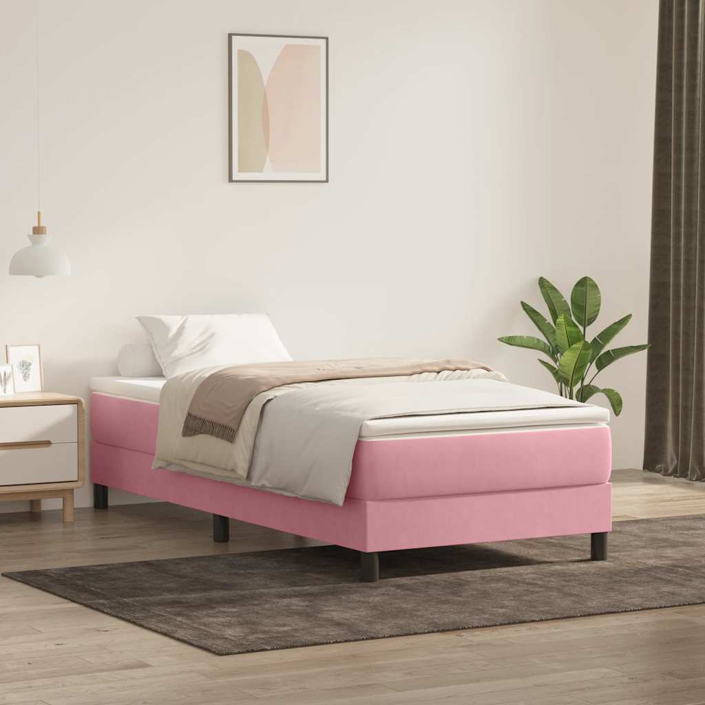 vidaXL Boxspringbett ohne Matratze Rosa 90x220 cm Samt